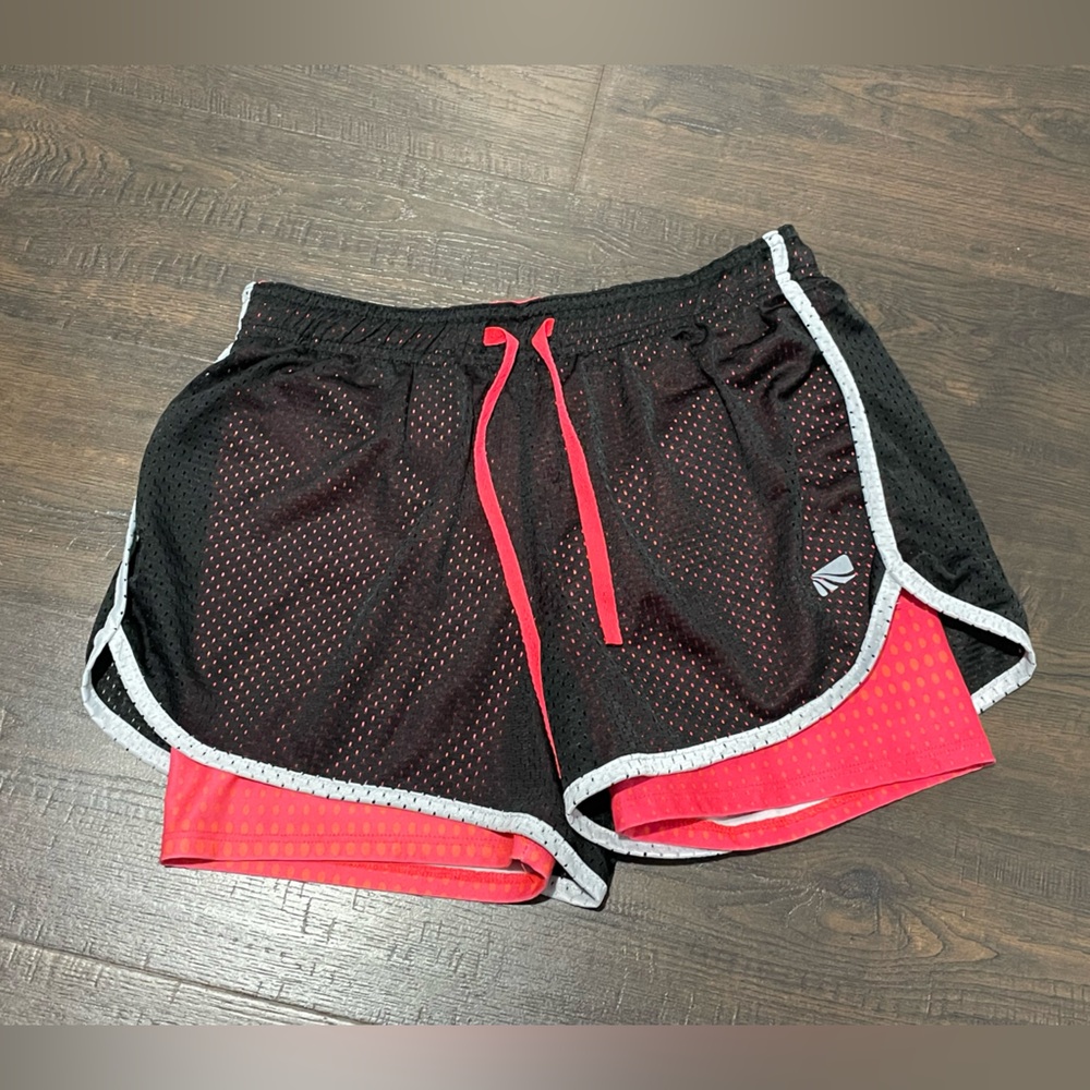 Marika Black & Hot Pink Mesh-Lined Athletic Shorts